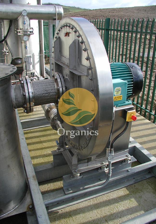 Centrifugal blower skid installed on a biogas treatment platform