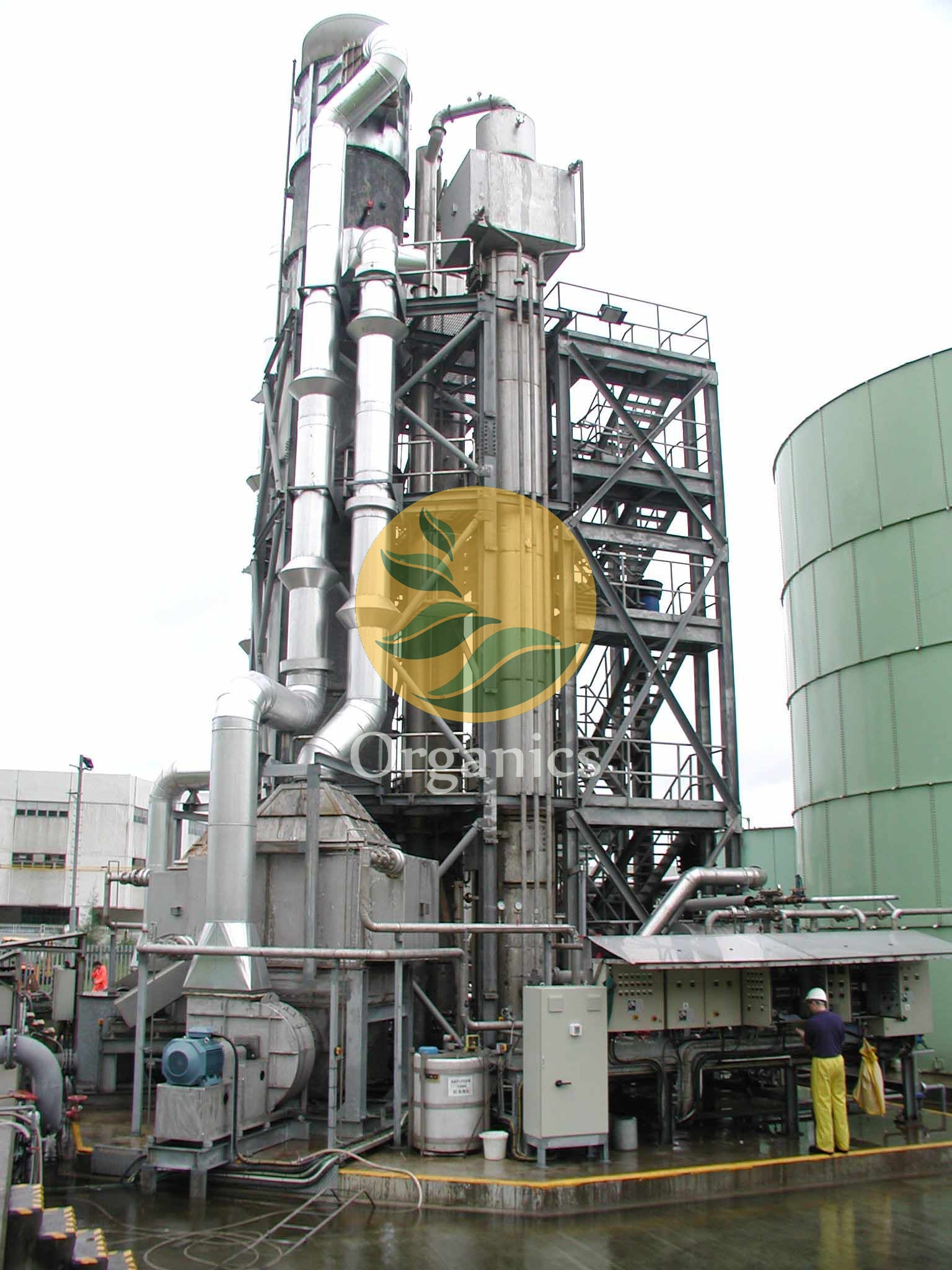 Horizontal scrubber skid package showing pumps, mixing tank and control panel