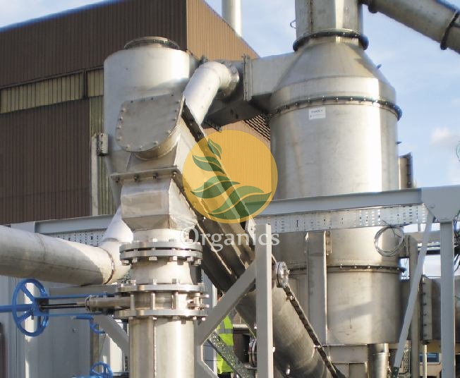 Skid-mounted K Range pyrolysis unit installed outdoors with connected piping and vessels