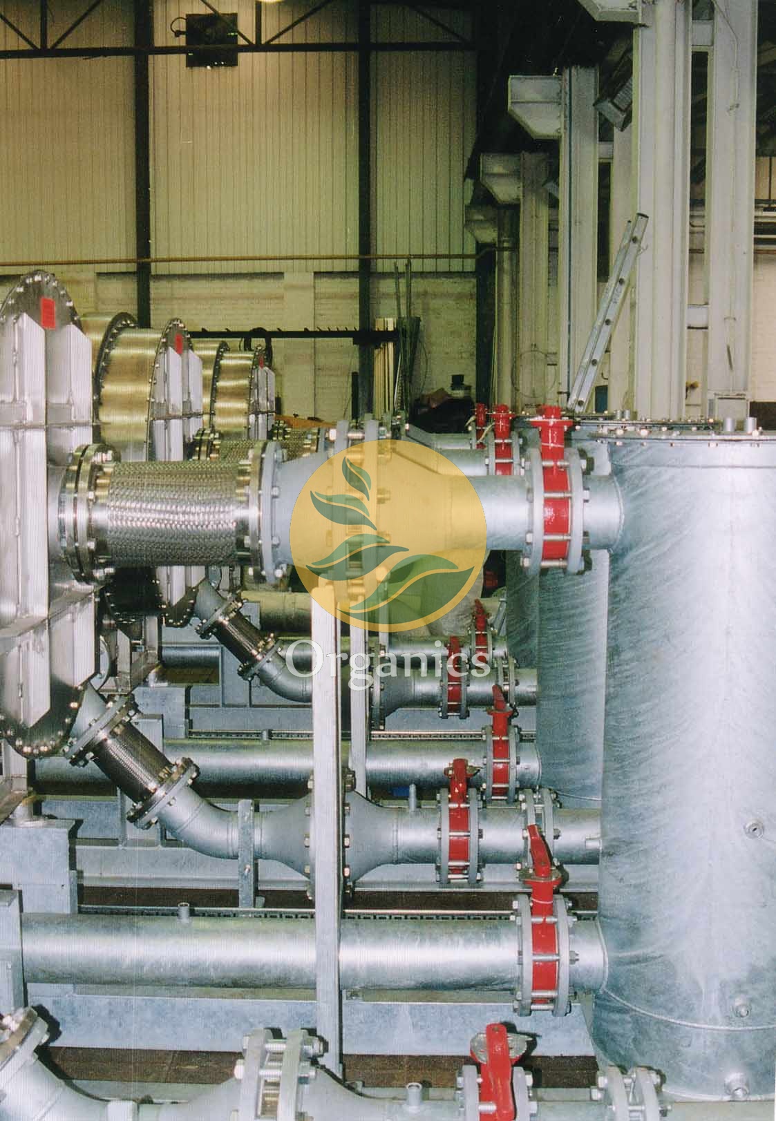 Skid-mounted landfill gas pumping set with twin-stage centrifugal blowers installed at a generation facility