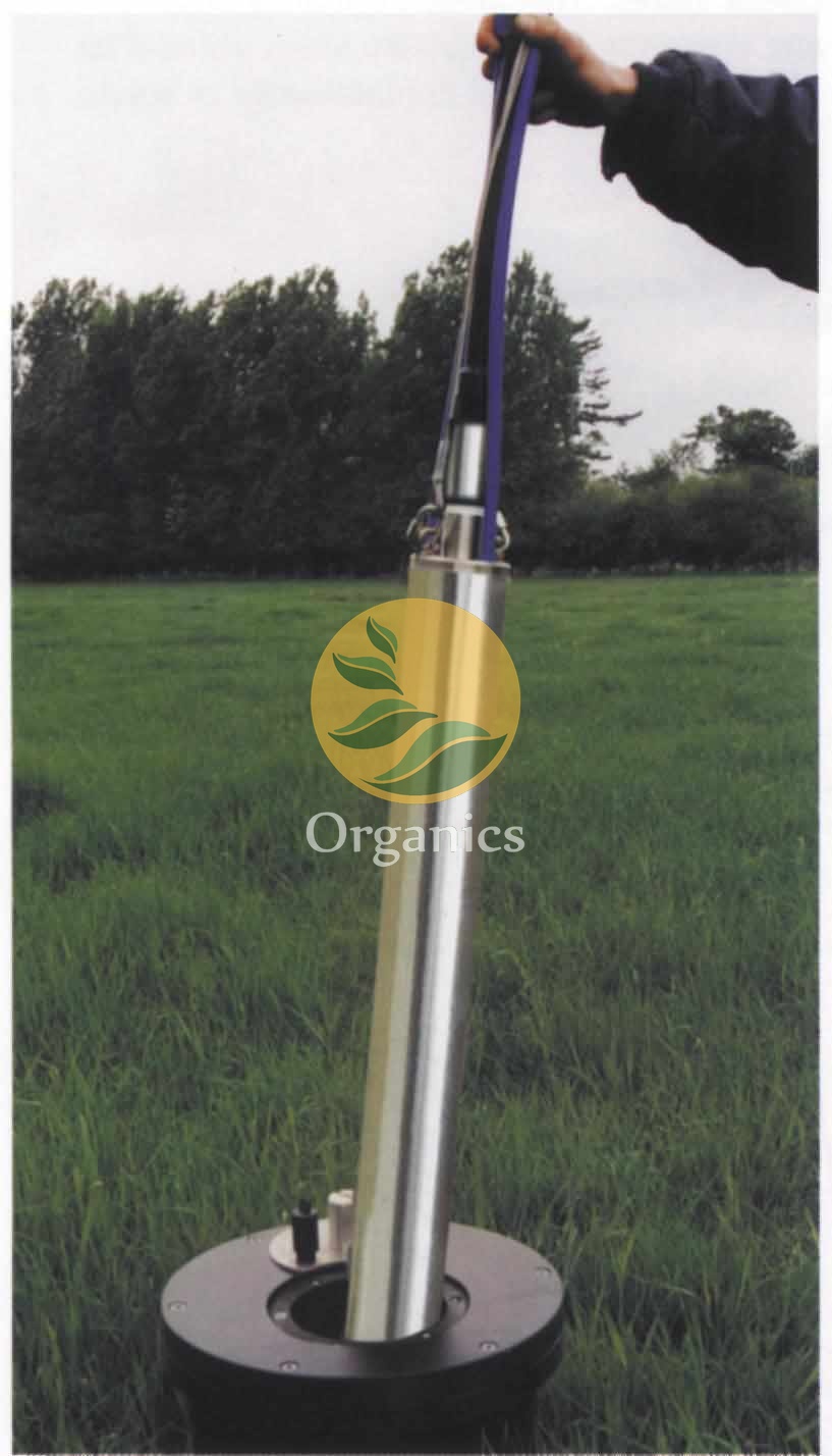 Stainless steel pneumatic leachate pump being installed at a landfill wellhead