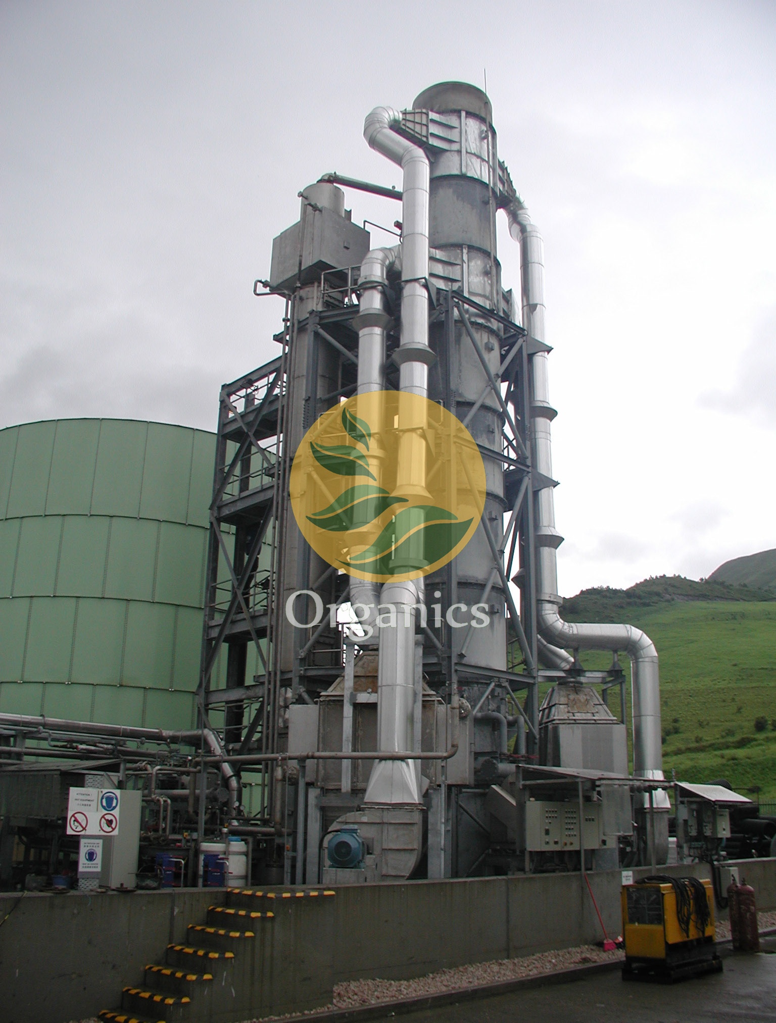Tall packed-bed ammonia stripping column installed at an industrial wastewater treatment site