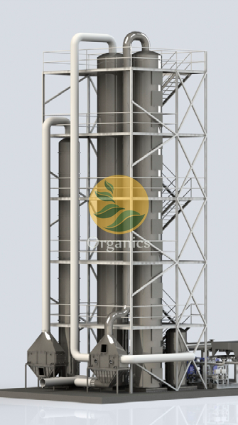 Thermal ammonia recovery unit installed alongside anaerobic digesters at a treatment facility