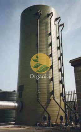 Vertical hydrogen sulphide scrubber column installed at an anaerobic digestion facility
